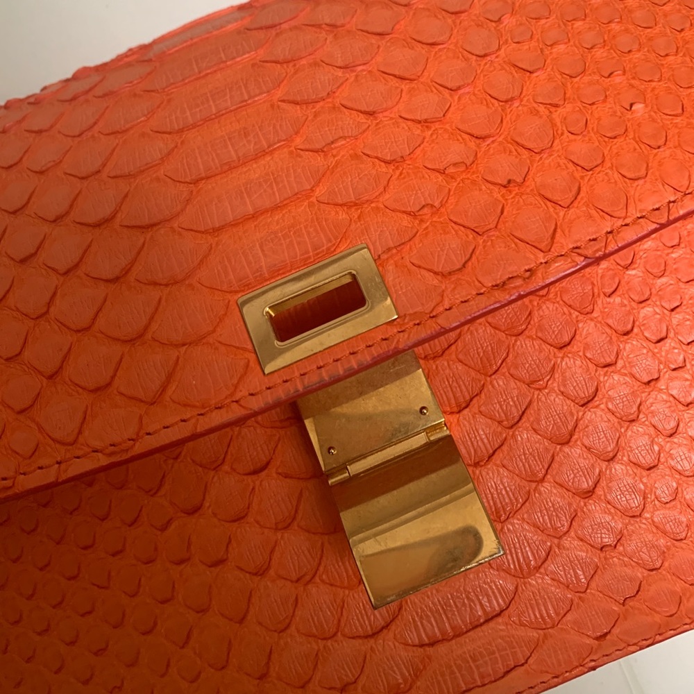 Authentic Celine box bag in bright orange python - Picture 5 of 8